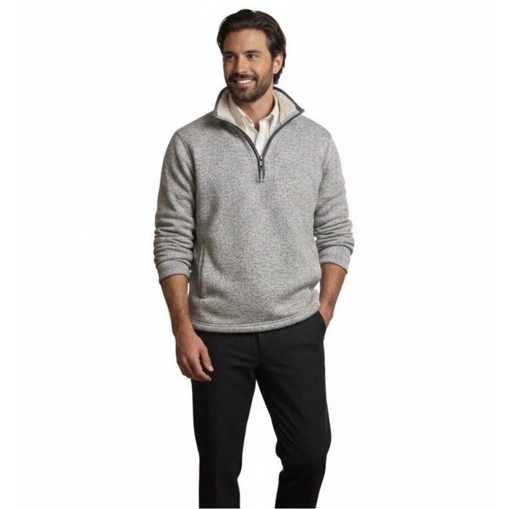 Orvis Men's Heather Gray Quarter-Zip Pullover Sweater